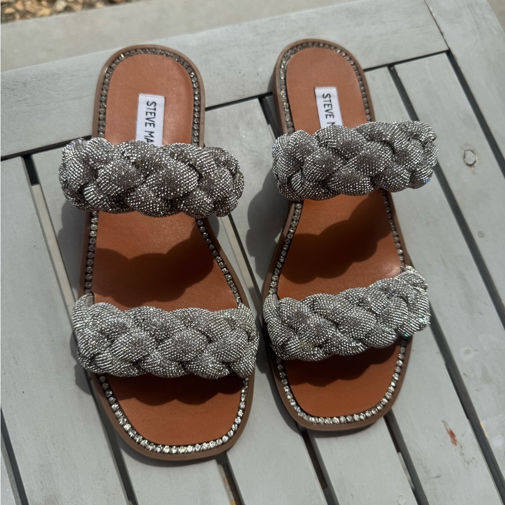 SOLD Steve Madden Silver Braided Sandals